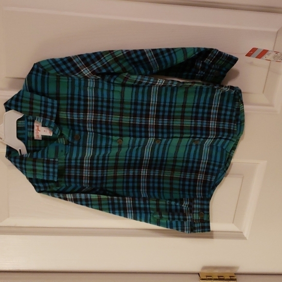 Cat & Jack Green Plaid Flannel Shirt NWT - Picture 3 of 11